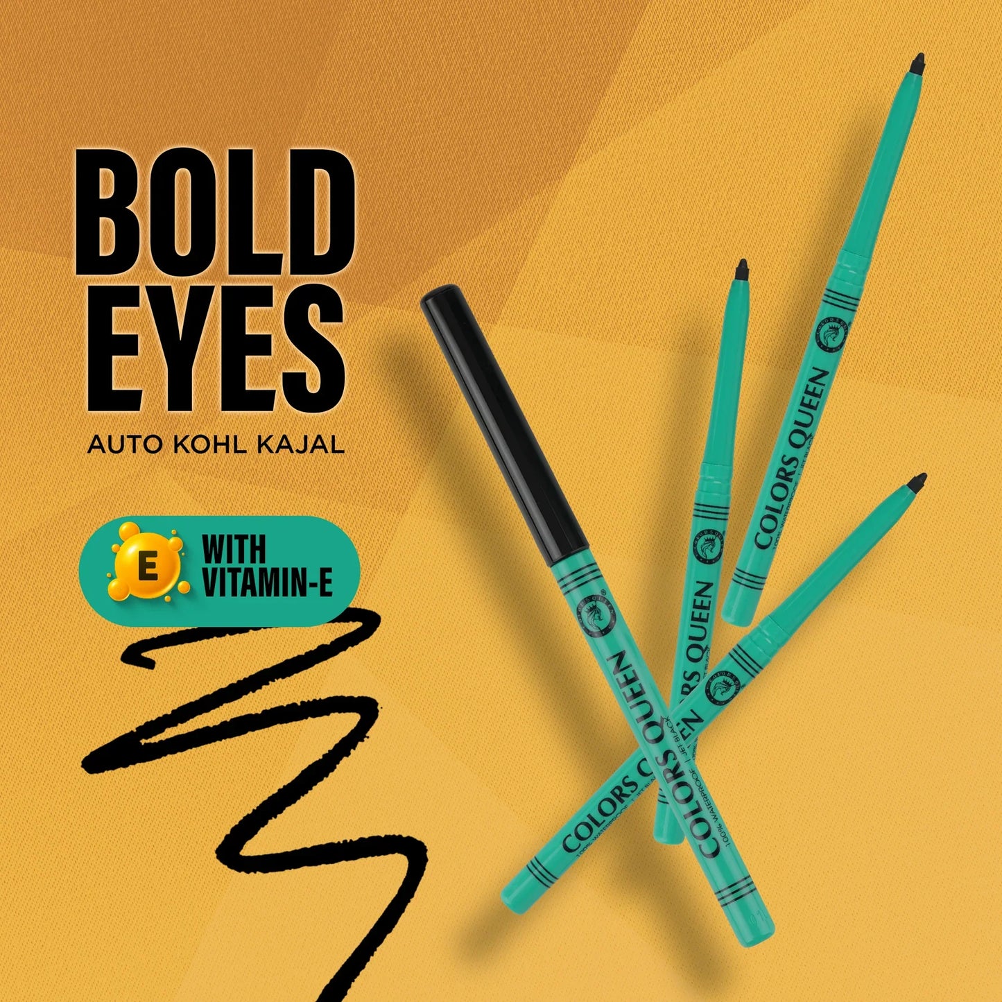 Bold Eyes Auto Kajal – Jet Black, Waterproof & Vitamin E Enriched