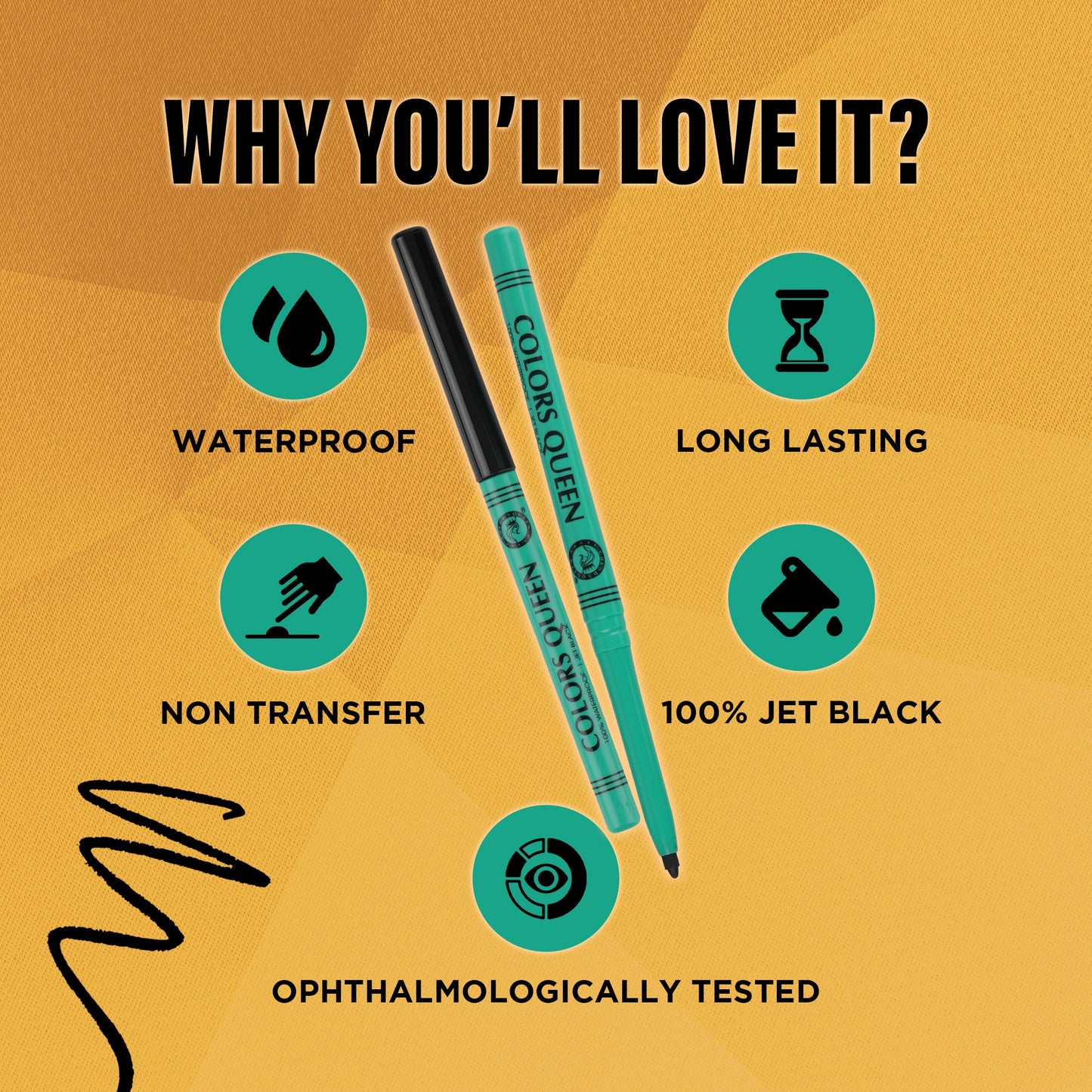 Bold Eyes Auto Kajal – Jet Black, Waterproof & Vitamin E Enriched