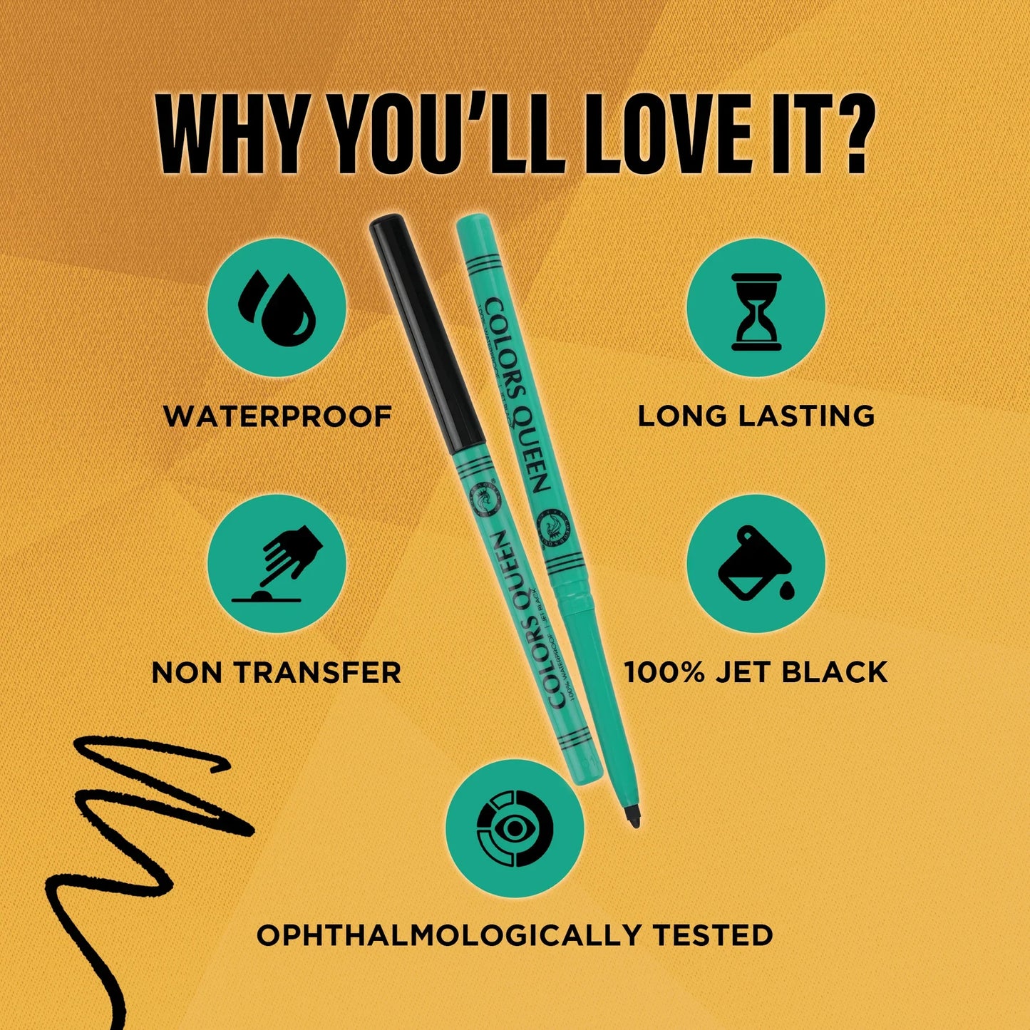 Bold Eyes Auto Kajal – Jet Black, Waterproof & Vitamin E Enriched