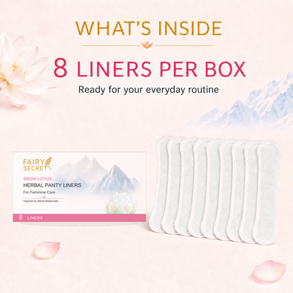 Compresas de vapor naturales con flor de loto de nieve y 7 extractos de hierbas para el equilibrio femenino, apoyo suave del pH y frescura diaria.