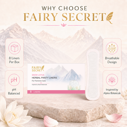 Compresas de vapor naturales con flor de loto de nieve y 7 extractos de hierbas para el equilibrio femenino, apoyo suave del pH y frescura diaria.