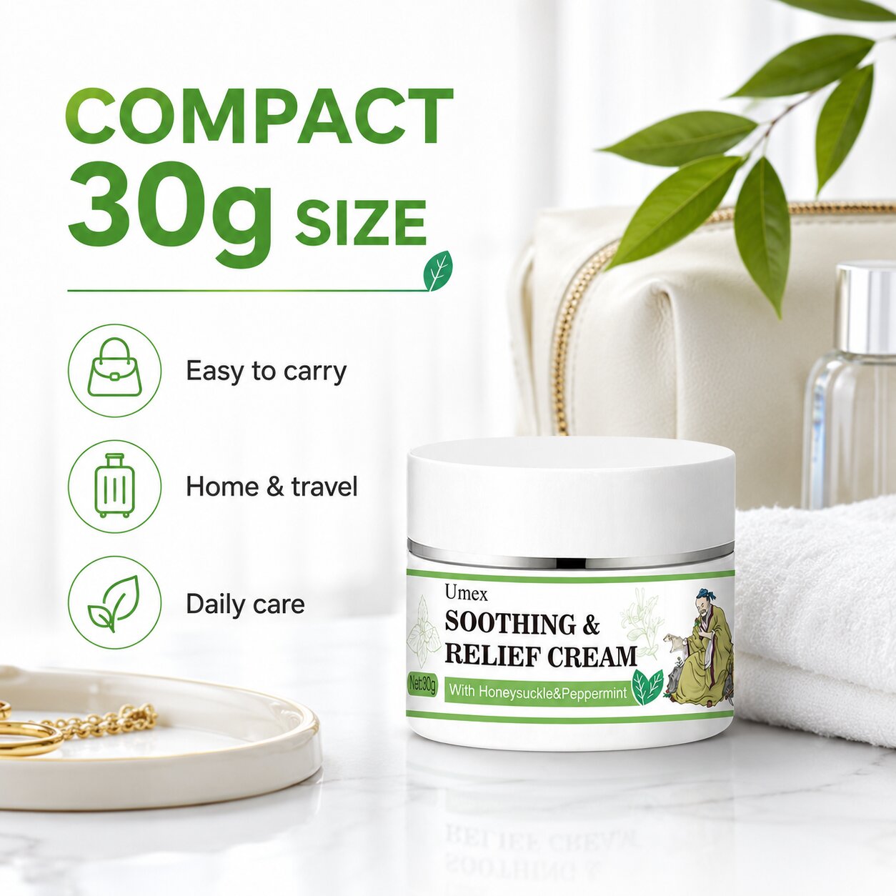 𝐎𝐟𝐟𝐢𝐜𝐢𝐚𝐥 𝐁𝐫𝐚𝐧𝐝 𝐒𝐭𝐨𝐫𝐞 |🧿Umex®  Soothing & Relief Cream with Honeysuckle & Peppermint 30g 100% Natural Plant