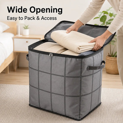 Spacious Moving Storage Bin for Quilts & Bedding